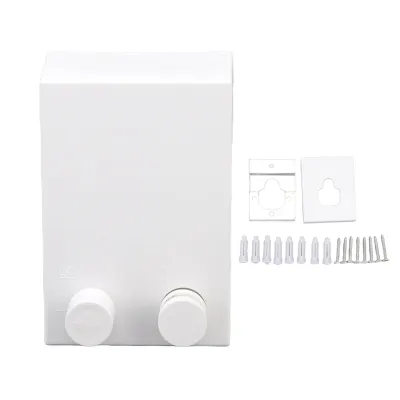A white retractable clothesline and its mounting accessories are displayed against a white background.