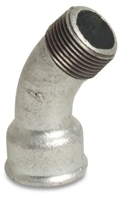 Immagine prodotto di Raccordo in Ghisa Malleabile Zincata, Curva Filettata 45° - 1/2"
