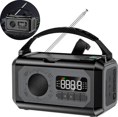 Produktbild von 12000mAh handkurbel radio, solar am/fm notfall radio, powerbank, 7-in-1 multifunktion, taschenlampe, sos signal, usb ladegerät, tragbar