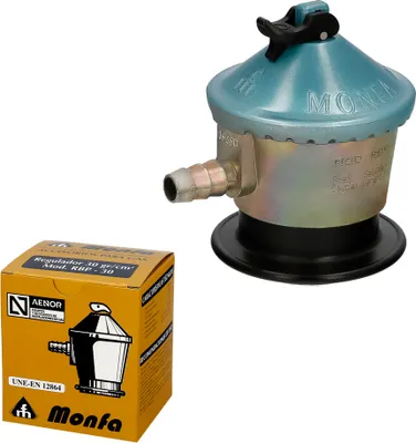 Immagine prodotto di Regolatore di gas butano Monfa (30 gr./cm2) Gas Artichoke, regolatore di gas butano. Pressione 29 mbar. Portata 2,5 kg/ora