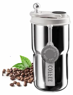 Kaffeebecher mit Display, Thermosflasche, 420 ml, Weiß