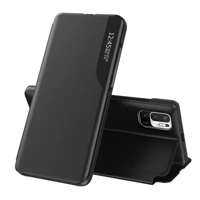 Immagine prodotto di Custodia flip per Xiaomi Redmi Note 10 5G, custodia in Finto cuoio con finestra e funzione stand nero