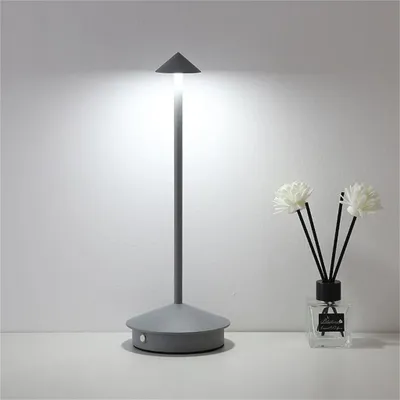 Produktbild von Kabellose Dimmbare LED Tischleuchte, Wiederaufladbar 2000 mAh Schreibtischlampe für Restaurants Bars Schlafzimmer Grau