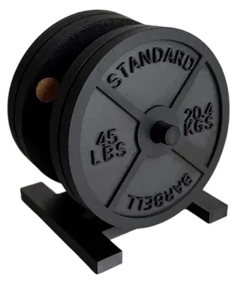 Produktbild von Hantelscheiben-Untersetzer-Set mit Ständer, kreative Hantelscheiben-Designs, Getränkeuntersetzer mit 45-Pfund-Logo, personalisiertes Geschenk für Fitnessbegeisterte