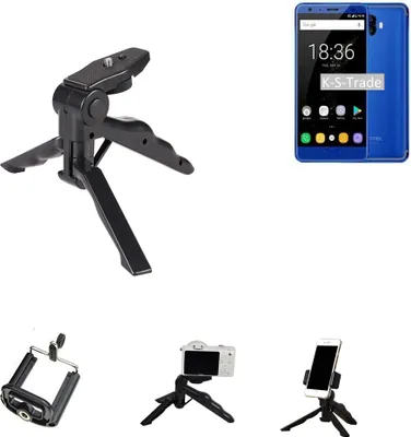 Produktbild von K-S-Trade Stativ Tisch-Ständer Dreibein Handy-Stativ Ständer kompatibel mit Oukitel K8000 Mini-Stativ Smartphone Tripod Handy-Stativ aus Plastik