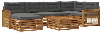 Imagen del producto de vidaXL Juego de sofás de exterior, 7 piezas, color natural y antracita