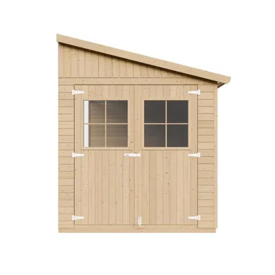 Image de Abri de jardin en bois (sans mur latéral) AVEC SOL IMPRIMÉ - débarras avec fenêtres - H244x211x318 cm/6,02 m2 - TIMBELA M339+M339G