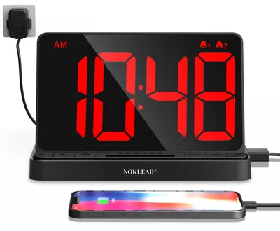 Digitale RGB-Wekker 6,5 Zoll, Doppelalarm, USB-Ladegerät, Schwarz