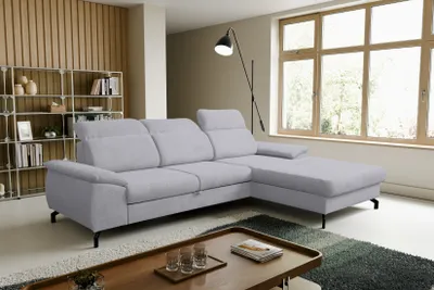 Produktbild von VENASI MALIBU Rechts Ecksofa mit Schlaffunktion und Bettkasten Sofa L Form Eckcouch Schlafsofa GRAU
