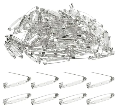 Produktbild von Sicherheitsnadeln - 120 Stück mit 35 mm Länge - für DIY Handwerk Namensschilder und Abzeichen - Weiß Silber