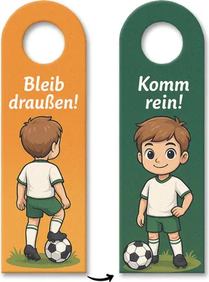 Produktbild von Junge mit Fußball Bleib draußen! Komm rein! Türhänger