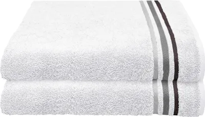 Produktbild von Schiesser Frottier Duschtuch Skyline Color im 2er Set | 100% Baumwolle aus nachhaltiger Produktion | saugstark, weich, farbecht | 70x140cm | Weiß