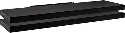 Produktbild von WOLTU 2er-Set Wandregal Wandboard Bücherregal Regale für Deko Wandablagen aus MDF Hängeregal Schwarz 110x23x3,8 cm