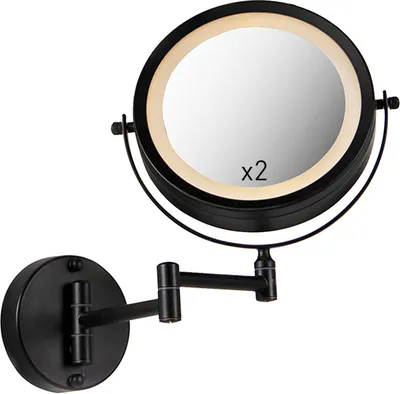 Produktbild von QAZQA - Modern Design Bad I Badezimmerspiegel schwarz inkl. LED verstellbar IP44 - Vicino Touch-funktion Dimmer I Dimmbar - Stahl Rund - I