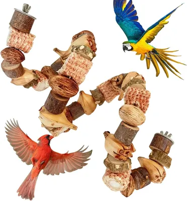 Productafbeelding van Vogelspeelgoed 80 cm, houten papegaai kauwspeelgoed, maïskolf, voor vogelkooi