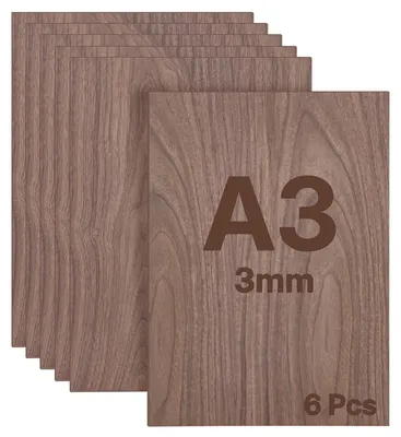 Productafbeelding van 6 stuks A3 multiplex van notenhout, 3 mm voor knutselen en decoratie