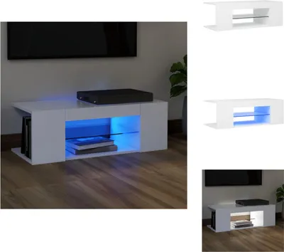 Image de vidaXL Armoire TV avec lampes LED Blanc 90x39x30 cm - Meuble TV