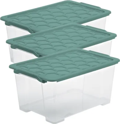 Produktbild von Rotho Aufbewahrungsbox mit Rädern 44L Evo Total - Kunststoffbox mit Deckel - Ordnungsbox 59,0 x 39,5 x 28,0 cm - Plastikbox Allzweckkiste Sortierbox