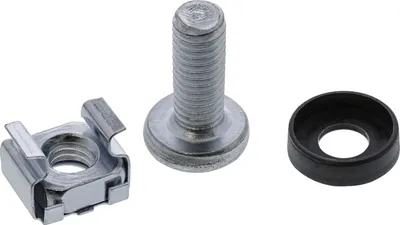 Immagine prodotto di InLine® Käfigmutternset M6, je 100x Käfigmuttern, Unterlegscheiben, Schrauben (01950C)