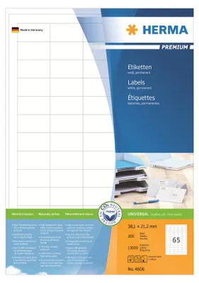 Image de HERMA SuperPrint - Etiketten - weiß - 21,2 x 38,1 mm - 200 Stck. (4606)