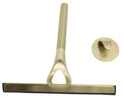 Immagine prodotto di Raschietto per doccia, spazzolone, acciaio inossidabile 304, silicone, pulitore multifunzionale per bagno, raschietto per specchi, oro