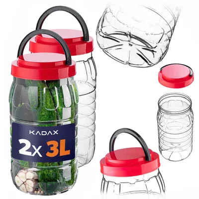 Obrázok produktu pre KADAX nádoba na skladovanie 3 l s viečkom, 2 kusy, PET plastová nádoba na skladovanie, kuchynská nádoba, plastová nádoba na potraviny, nádoba na skladovanie, nádoba na potraviny