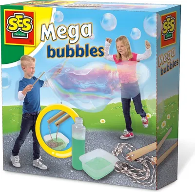 Produktbild von SES Mega Bubble Seifenblasen-Set, 200 ml Seifenlösung, für Outdoor mit Mischschale