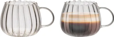 Produktbild von Zoha Riffle Cup Gläser Set | Design Riffle Glass | Borosilikatglas | Trinkgläser Cocktail Gläser Eiskaffeegläser Matcha Gläser Tee Saft Kaffee 2er Set