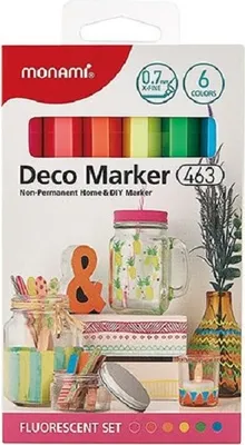 Zdjęcie produktu dla Marker akrylowy MONAMI Deco Marker 463 XF, 6szt fluorescencyjny