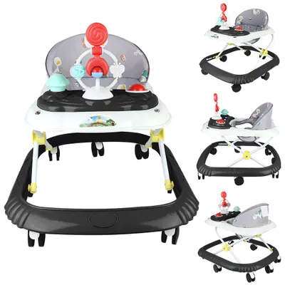 Produktbild von 3 in 1 Gehfrei Babywalker,Lauflernhilfe Klappbar Spiel- und Lauflernwagen Gehfrei Babywippe mit Musik&Spielecenter, für ab 6 Monaten Schwarz