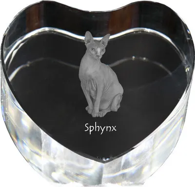 Produktbild von Sphynx - Kristalluhr mit Katzenbild, Herzregal-Uhr, personalisierte Standuhr von Art-Dog.