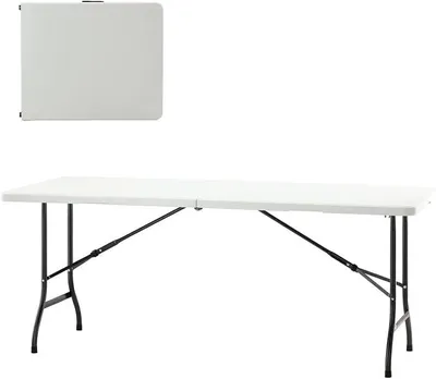 Produktbild von Campingtisch klappbar Klapptisch 180x74 cm Gartentisch für 6-8 Personen Falttisch Buffettisch Tragbar Aluminium und Kunststoff