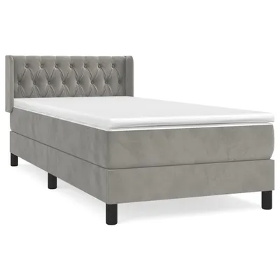 Produktbild von vidaXL Boxspringbett mit Matratze Hellgrau 90x200 cm Samt