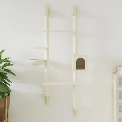 Produktbild von Möbel Kratzbaum mit Kratzsäule Wandmontage Creme 180 cm - Kratzbäume 172401