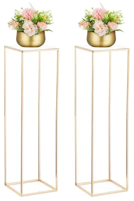 2er-Set Goldene Vasen 100 cm mit Acryl-Panel für Hochzeit