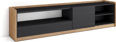 Produktbild von TV-Schrank, Lowboard, 207x37x50cm, Für TV-Geräte bis zu 80", Fernsehtisch, Schwarz Eiche