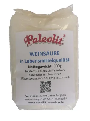 Produktbild von 500g Weinsäure Lebensmittelqualität E334 natürlicher Trauben Extrakt