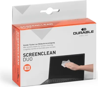 Image de DURABLE Lingettes nettoyantes pour écrans SCREENCLEAN® DUO, 10 pc, Blanc, 572102