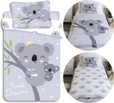 Produktbild von KOALA Kinderbettwäsche, BEIDSEITIG, Baumwolle, mit Reißverschluss, 100 % BAUMWOLLE 100x135cm + 40x60 cm