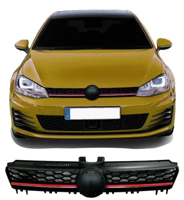Produktbild von Sportgrill und Frontgrill ohne Emblem Rot für Volkswagen Golf 7