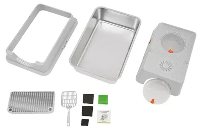 Imagen del producto de Caja para arena para gatos, diseño cerrado, fácil de limpiar, color gris, sin enchufe