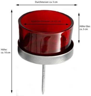 Produktbild von 12x Kerzenhalter rot Teelichthalter Teelichtgläser Kerzenhalter zum Stecken Kerzenpicks für Adventskranz 5cm