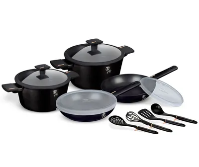 Produktbild von Berlinger Haus 12-teiliges Titan Kochgeschirr Set Matt Schwarz