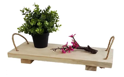 Image de Plateau en bois 50x20cm Plateau de service avec poignées Plateau de service déco