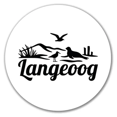 Produktbild von Huuraa Aufkleber Langeoog Strandmotiv 10cm rund Sticker Geschenkidee