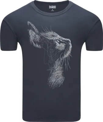 Produktbild von Diarbo Herren T-Shirt mit Tierliebhaber Druck Skizze eines Katzenportrait Dunkelgrau Gr.L