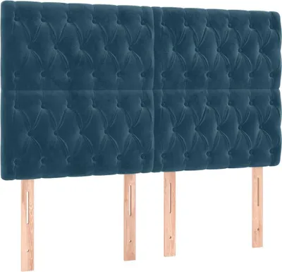 Produktbild von vidaXL Kopfteil Dunkelblau 160 x 7 x 118/128 cm Samt