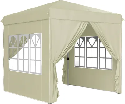 Zdjęcie produktu dla Fortuna Lai Pawilon ok. 2,5 x 2,5 m, wodoodporny, stabilny, odporny na warunki zimowe, składany pawilon pop-up, ochrona UV 50+, składany namiot imprezowy, namiot ogrodowy z 4 ściankami bocznymi, torba, pawilon ogrodowy do kempingu, ogrodu, kremowo-biały