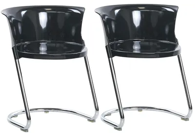 Produktbild von BELIANI Esszimmerstühle 2er Set Schwarz aus Kunststoff mit Metallbeinen Geschwungene Rückenlehne Modernes Design für Esszimmer Küche