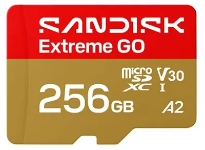 Zdjęcie produktu dla SanDisk Extreme GO, 256 GB, MicroSDXC, UHS-I, 240 MB/s, 160 MB/s, Class 3 (U3)